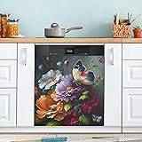 JIPONI Dishwasher Magnetic Cover Colorful Flowers