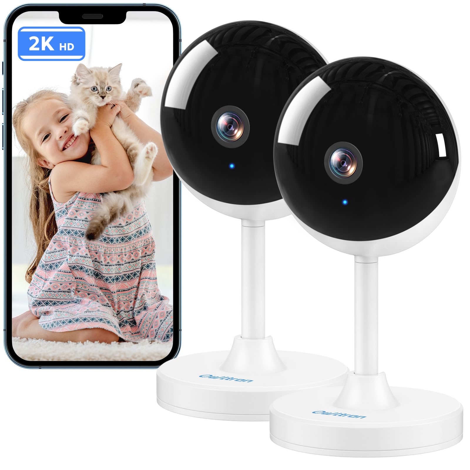 2K Indoor Camera,Owltron Home Security Camera for Baby & Elder, Pet Camera with Motion Detection, Night Vision, 2-Way Talk WiFi Camera, Baby Monitor Works with APP & Alexa- 2 Pack, LF-C3T