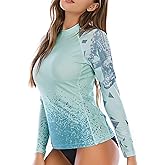 HUGE SPORTS Women's Rash Guard Long Sleeve Sun Protection UPF 50+ Swimwear Shirts Quick Dry Swimsuit Surf Top