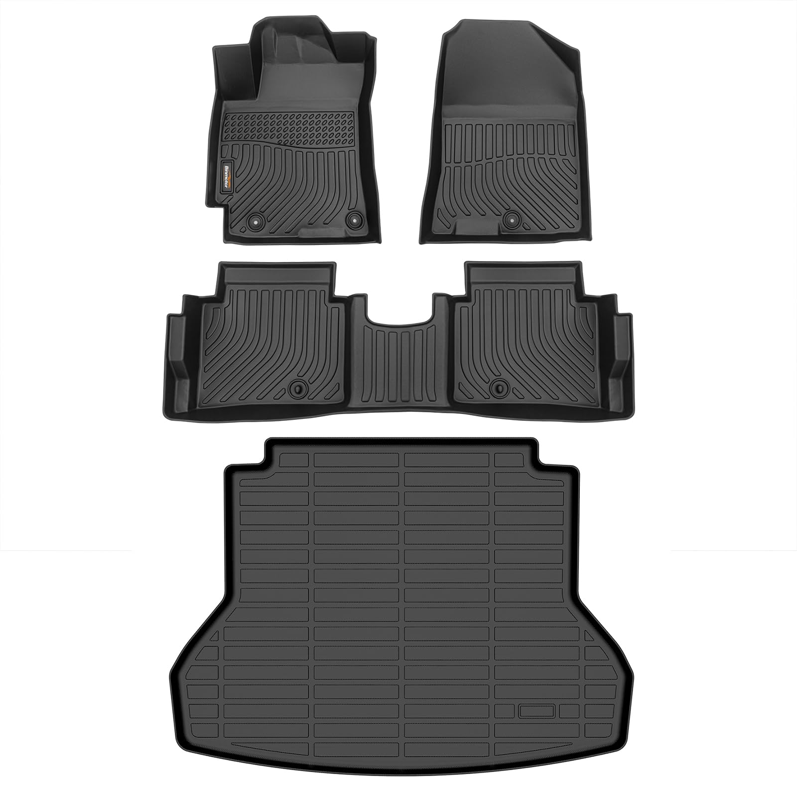 Binmotor-All Weather Car Floor Mats & Cargo Liner Set for Hyundai Elantra 2017-2020, 1st & 2nd Row & Rear Cargo Mat TPE Rubber Liners for Hyundai Elantra Accessories Image
