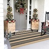 OJIA Outdoor Rug 3'x5', Christmas Door Mat Outside Entrance Holiday Doormat | Machine Washable Porch Rug Outdoor Mats Cotton Woven Patio Rugs Striped Entryway Carpet for Front Porch Decor Deck/Camping