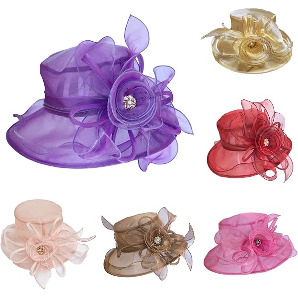 Organza Flower Kentucky Hat Lace Wide Brim Sun Cap for Women  display picture 1
