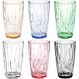 Hedume 6 Pack 17oz Premium Drinking Glasses, Set of 6 Stackable Tumbler Cups, Plastic Water Cups, BPA Free, Dishwasher Safe