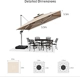 Purple Leaf 3.3m Cantilever Parasol with LED Solar Lights Beige view 8