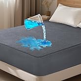 OhGeni 100% Waterproof Mattress Protector, Twin XL Grey, Fitted Sheet with Deep Pockets, 6''-14'', Premium Noiseless Breathable Soft Material, Mattresses Cover for Bed