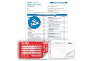 GotSafety – 3-Ply Carbonless Annual Vehicle Inspection Report Form with Red Exterior Aluminum Inspection Label (6"x3.5"), and White Interior Inspection Label (5"x4") – Large Pack of 50