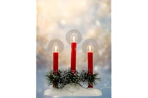 Hobbynors 3-Light LED Electric Window Candle Lamp, Plug-in Christmas Decoration with Flickering Lights for Indoor Use