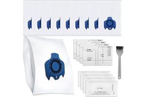 HNRLOY 10PCS Replacement Miele Vacuum Bags,3D AirClean FJM Dust Bags Compatible with Miele GN Series Classic C1, Complete C1/C2/C3,S2,S3,S4,S5,S6,S7,S8 Series Vacuum Cleaner Bags with 8 Filters and 1 Brushes