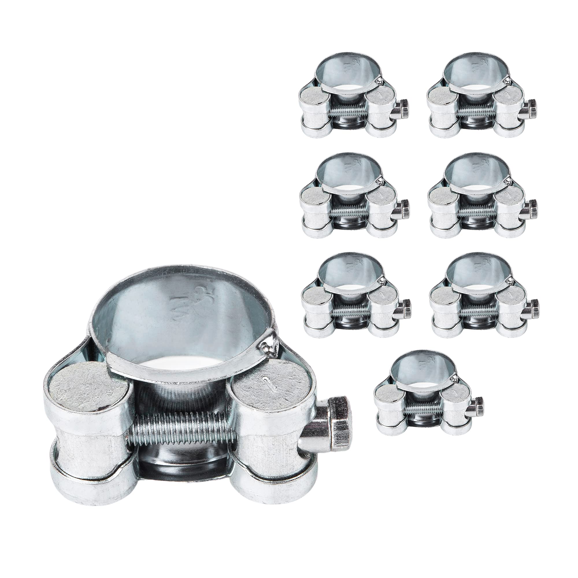 (Pack of 8 pcs) Pipe 23-25 mm Strong Reinforced Pipe Clamps, Galvanized Steel Tube Hose Clamp Fasteners (8 pcs, 23-25 mm)