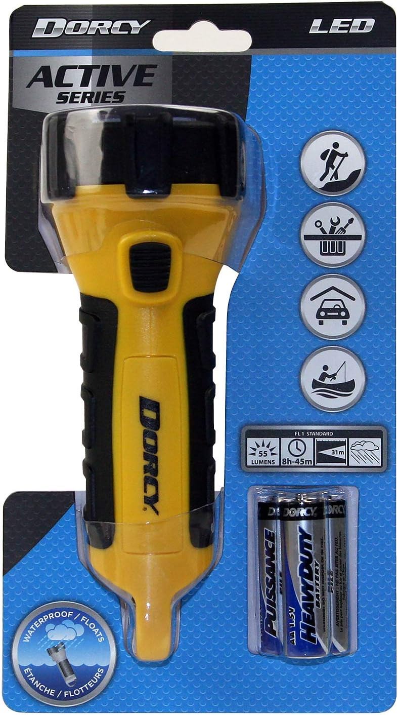Dorcy 41-2524 2 pk Floating LED Flashlight with Carabineer Clip, 55-Lumens, Yellow - - 