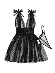 Lilosy Sexy Polka Dots Mesh Sheer Babydoll Chemise