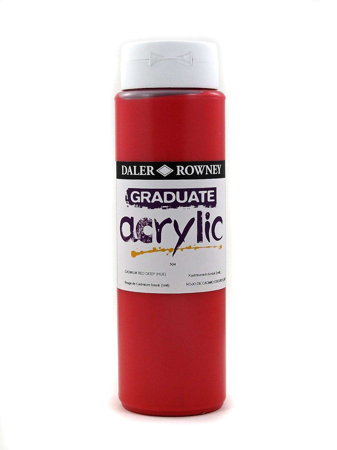 Daler-Rowney Graduate Acrylic Paint, Plastic Bottle, 16.91oz - 500 ml, Cadmium Red Deep Hue, 500 ml (Pack of 1)
