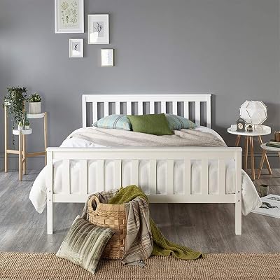 Aspire Beds Atlantic Solid Wood Shaker Bed Frame White 135 x 190 cm