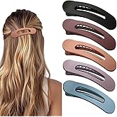 5 Pcs Flat Hair Clips, Medium Lay Flat Claw Clips for Women Girls,Strong Hold Non-slip Matte Hair Claws for Thick Thin Hair(Pink&Purple)