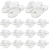 Ramede 12 Pairs Women's Fuzzy Slippers Bulk Wedding Bridesmaid Slippers Cross Band Open Toe Bride Shoes for Bridal Bachelorette Party