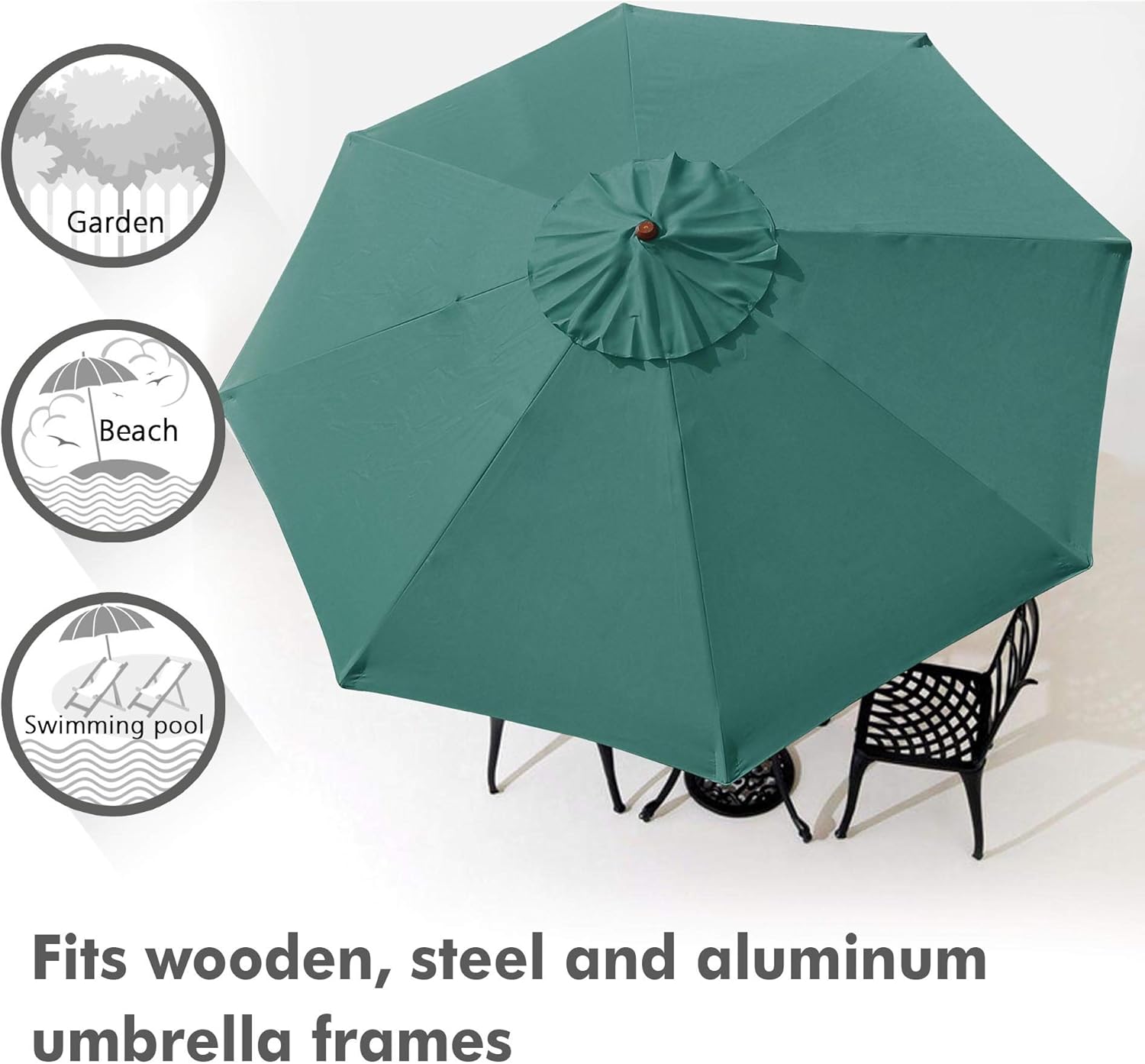 Amazon Com Yescom 10 Umbrella Replacement Cover Top 8 Rib Deck Outdoor Canopy Garden Beach Patio Pool Color Optional Garden Outdoor
