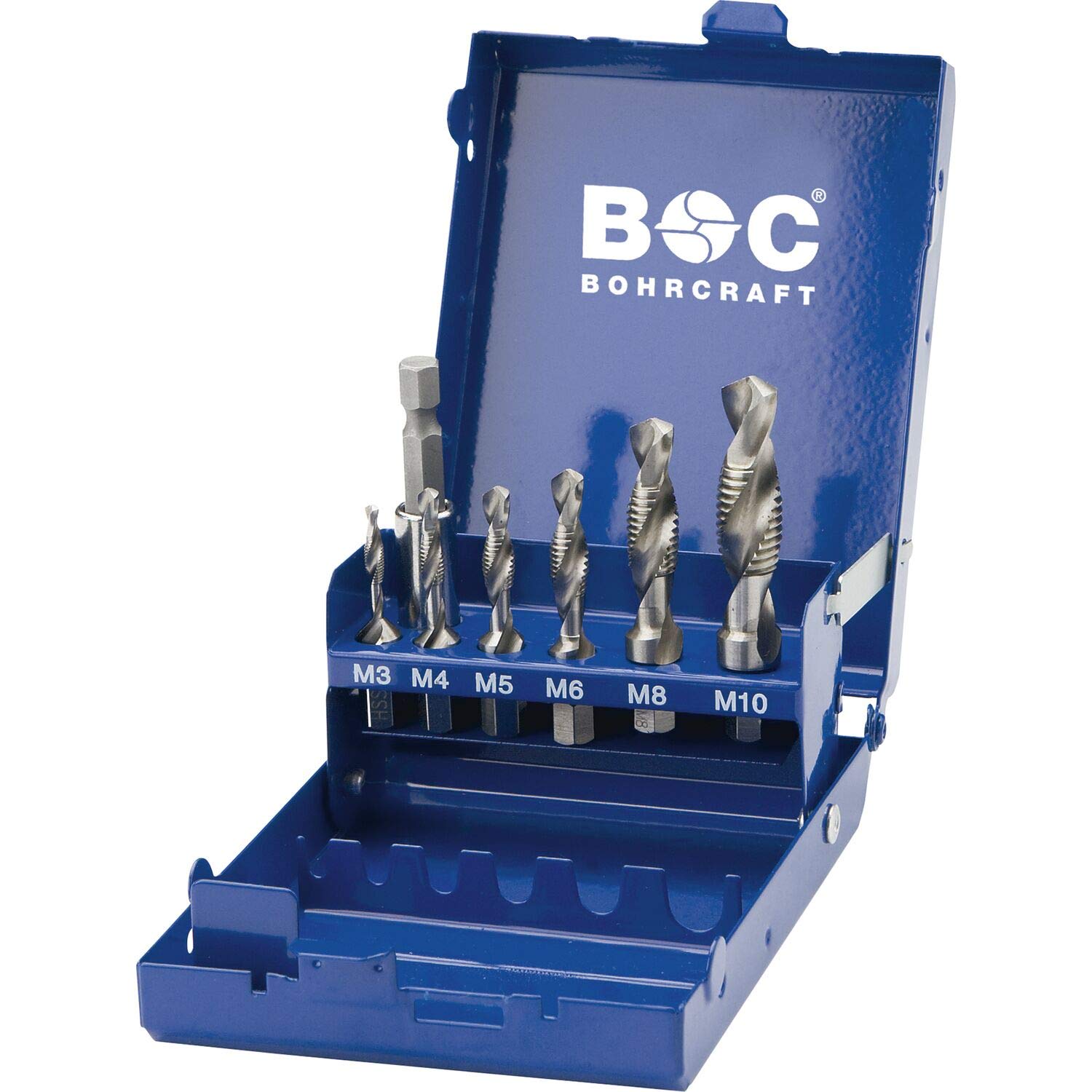 Bohrcraft Combi Tap Bits 7 Pieces M3-M10 with Holder in 41711410007 Blue Metal Mini Box Mb 7 Price for 1 Each