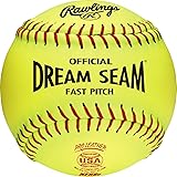 Rawlings C12RYLAH Official ASA Dream Seam Fastpitch Softballs, Yellow, Size 12 in.