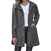 Zeagoo Raincoat Women Waterproof Long Hooded Rain Jacket Trench Coats Windbreaker Travel Jacket
