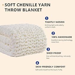 L'AGRATY Chunky Knit Blanket Throw: Soft Chenille