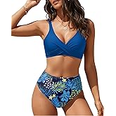 Aqua Eve Women's High Waisted Bikini Set Two Piece Tummy Control Swimsuits High Cut Bathing Suits 2025