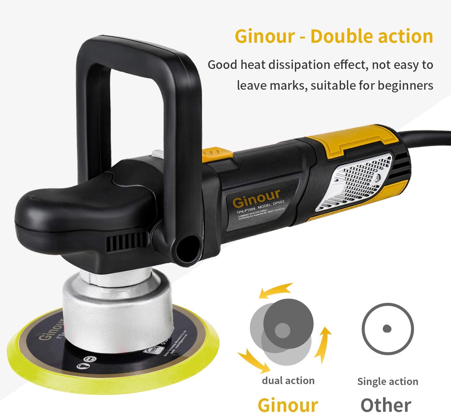 Polisher, Ginour Dual Action Car Polisher, 6 Variable Speeds 2000