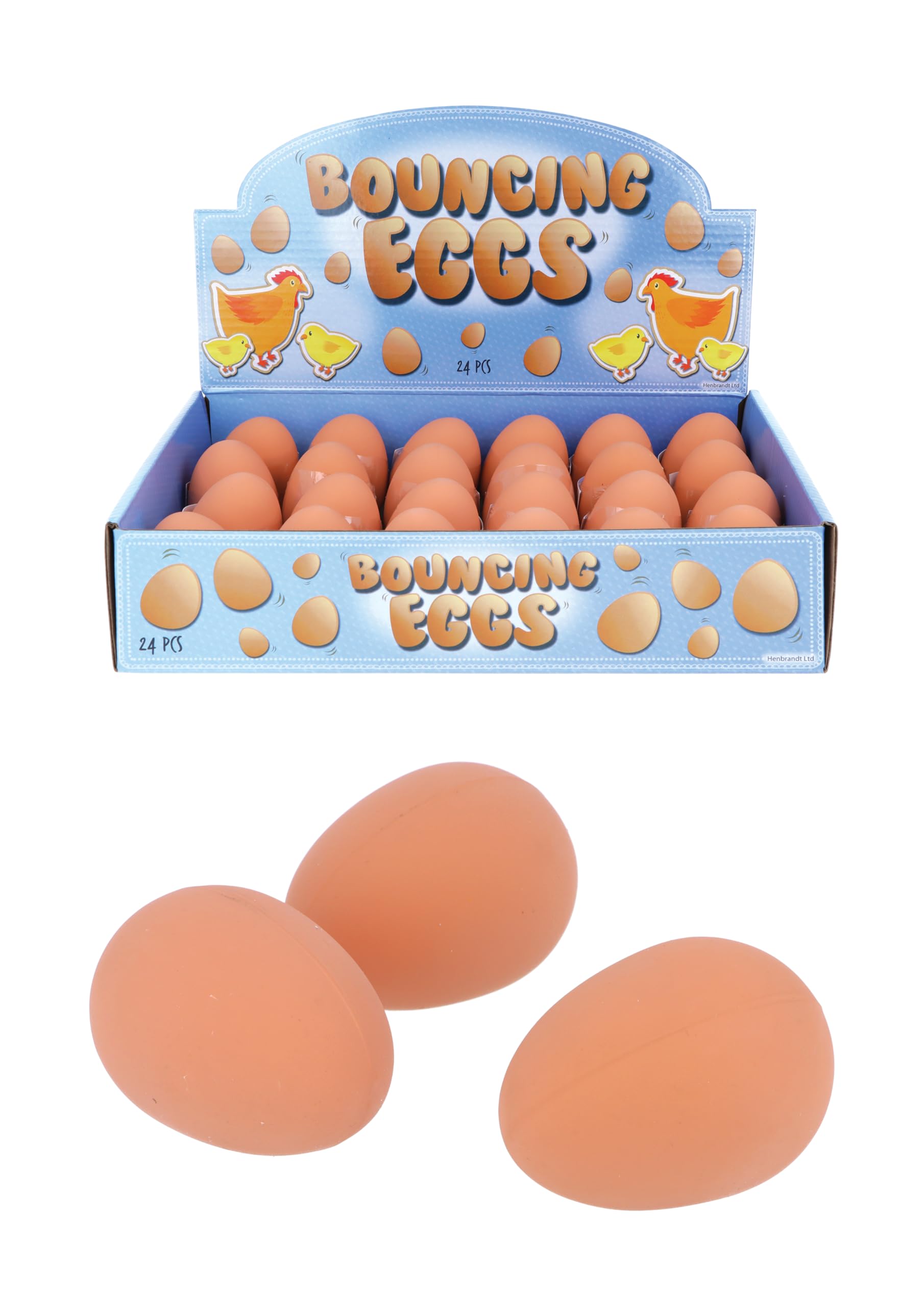 HENBRANDT Single Bouncing Egg 5.4cm Bouncy Rubber Fake Chicken Eggs Novelty Prank Toys Easter Party Favours Loot Bag Fillers Lucky Dip Stocking Fillers for Boys and Girls