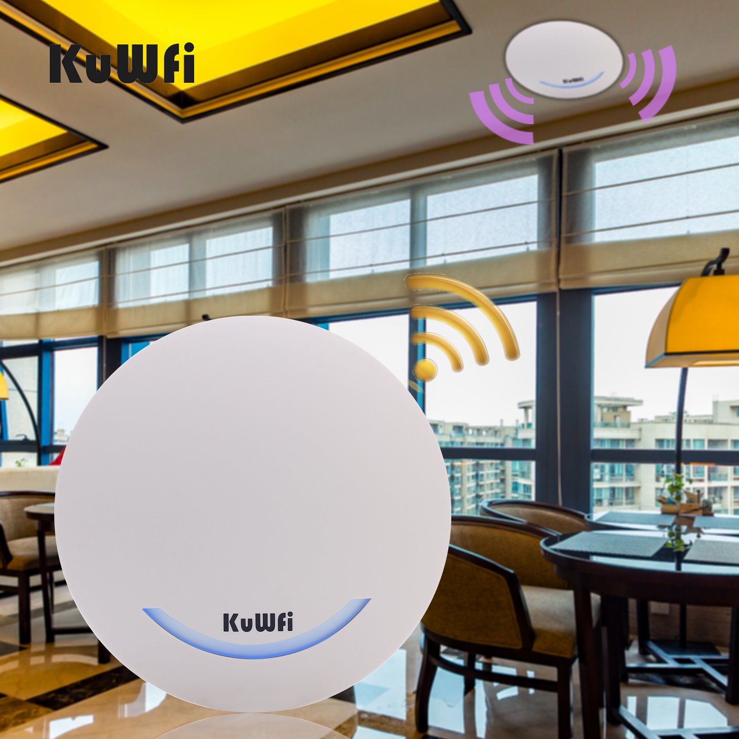 KuWFi 600Mbps Wireless Router Ceiling Mount Dual Band 802.11AC Indoor