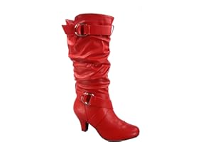 Forever Link Maggie-39 Women's Fashion Low Heel Zipper Slouchy Mid-Calf Boots Shoes