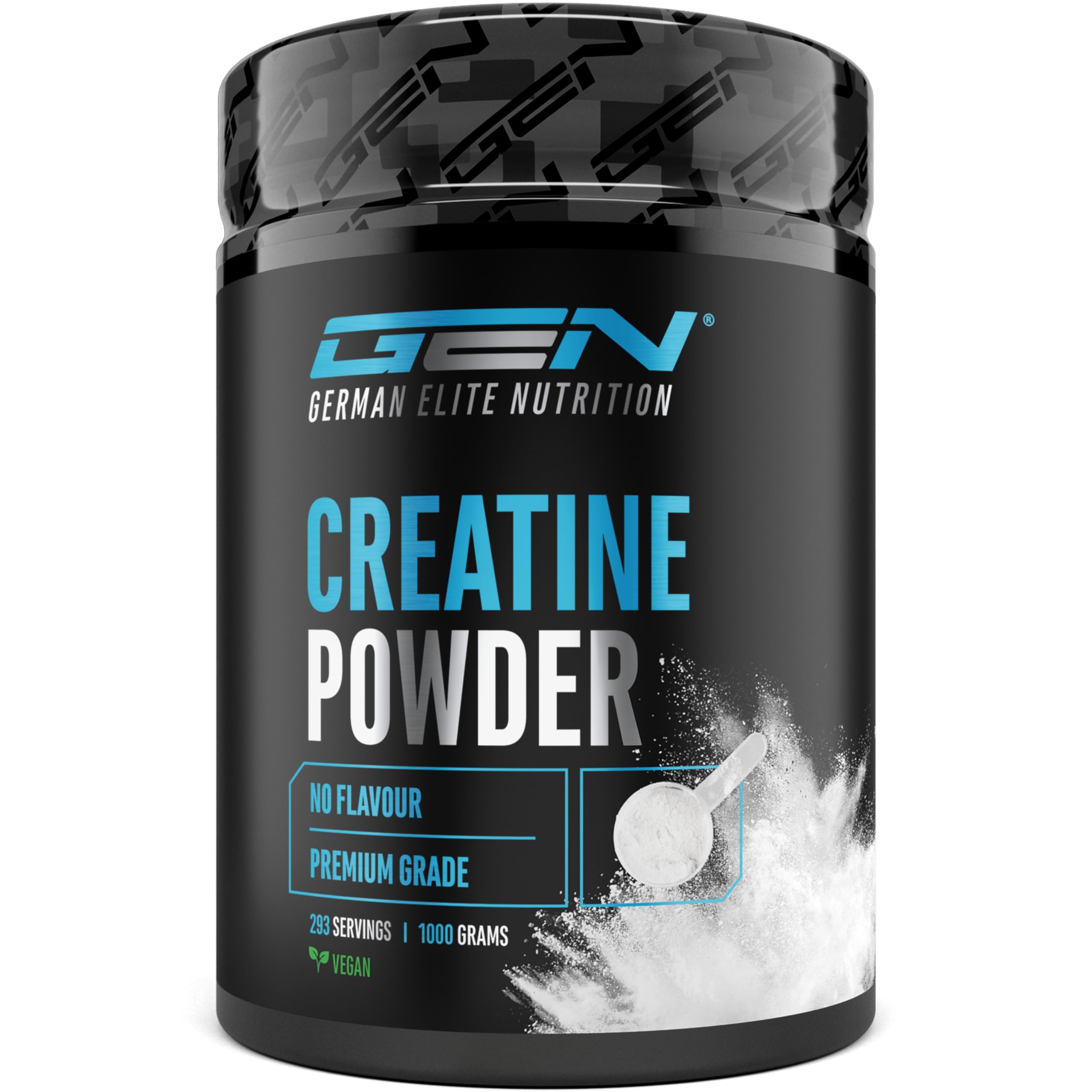 Creatin Pulver - 1kg / 1000 g - Creatine Monohydrat Pulver - Optimale Löslichkeit & mikrofein - Vegan - 293 Anwendungen - German Elite Nutrition