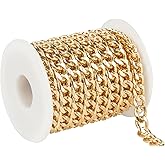 YOUBEIYEE 5 Meters Aluminum Chain for Jewelry Making Thick Gold Plated Cuban Necklace Bracelet Chain Men and Women Hip-pop Jewelry Making Supplies