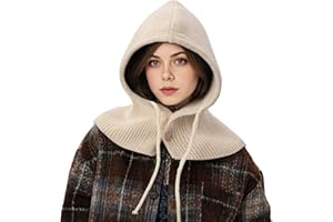 YNOBUN Women's Fashion Knit Balaclava Winter Warm 2-in-1 Hat & Scarf Perfect for Vacation and Photo Sessions（bg）