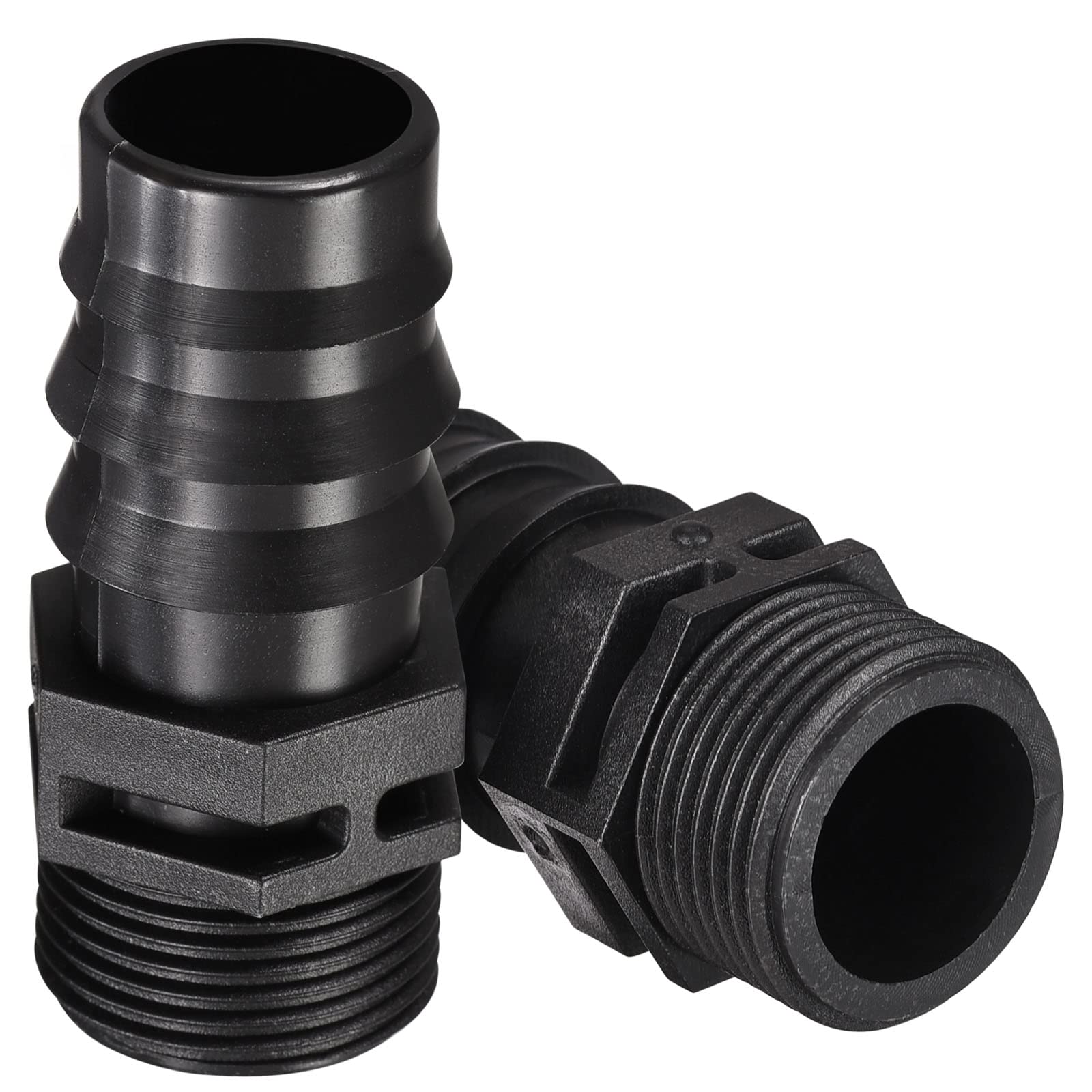 M METERXITY 10 Pack Tee Barb Fittings - 19.5mm Barbed Tee Hose Fitting 3 Way Connectors Apply to Garden, Black(G3/4 Male Thread)