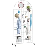 Asee'm Metal Grid Wall Panels Display Stand Black Movable 2.6x5.8FT, 1PCS | Wire Wall Grid Panel with T-Base Gridwall Display Racks Floorstanding Detachable for Vendor Events Craft Shows Retail