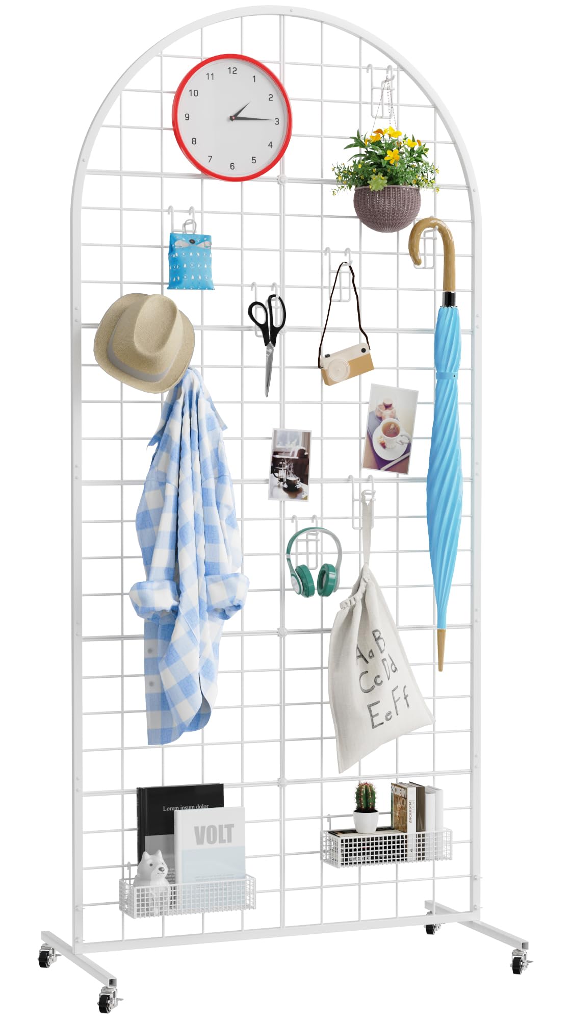 Photo 1 of Asee'm Grid Wall Panels Display Stand 2.6' x 5.8' FT White Movable Wire Grid Wall Display Rack Heavy Floorstanding Detachable Girdwall Panel with T-Base for Craft Show Rack, Retail Displays 1PCS0