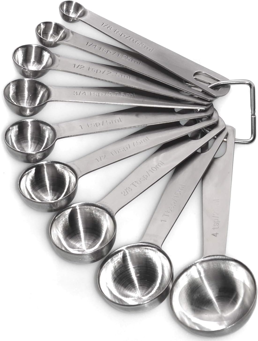 DmofwHi Stainless Steel Measuring Spoons (Set of 9) for Cooking and Baking - Silver