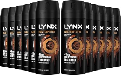 Lynx Dark Temptation Body Spray Deodorant 12 x 150ml Chocolate Scent Men