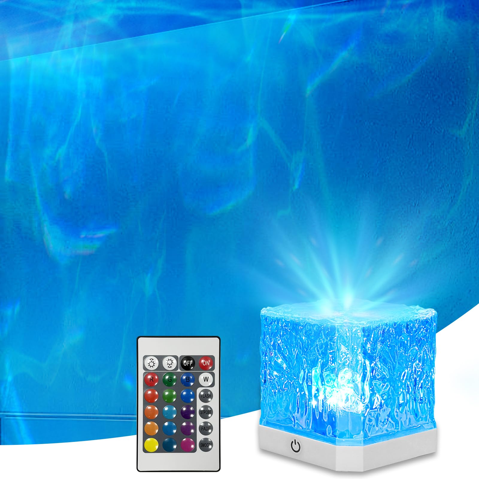 Photo 1 of ** NONFUNCTIONAL **Ocean Wave Projector Light,16 Colors Water Ripple Romantic Ambient Lighting Northern Lights Projector with Remote for Bed Room Decor Meditation Relaxation Night Lights