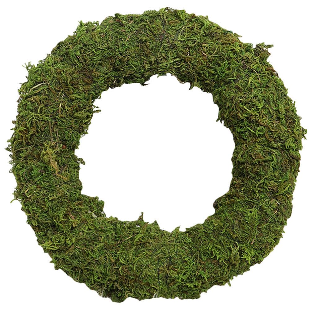 Garneck Moss Ring Front Door Plants Faux Plants Flower Wreaths for Front Door DIY Wreath Frame Artificial Christmas Wreath DIY Moss Wreath Rattan Green Round Moss Wreath DIY Wreath Frames