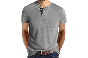 Lexiart Mens Fashion Henley Shirts Long Sleeve Button Cotton T-Shirt with Pocket