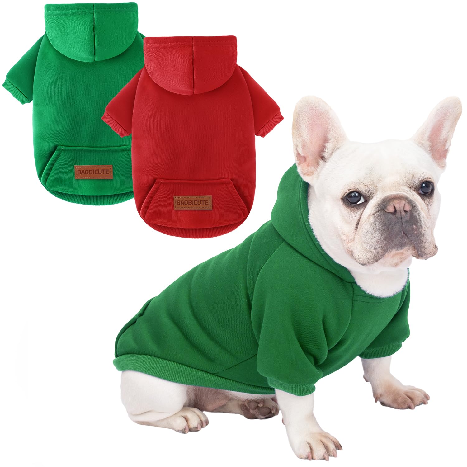 Photo 1 of 2 Pack Dog Hoodie Warm Hood Dog Sweater Cold Weather Small Dogs Sweatshirt Comfort Pet Clothes for Small Medium Dogs with Pockets Cats Chihuahua Clothes for Male Female Girl Boy Sporty Daily Wear