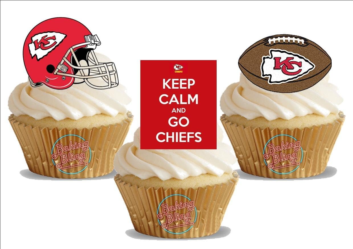American Football Kansas City Chiefs Trio Mix- Fun Novelty Birthday PREMIUM STAND UP Edible Wafer Card Cake Toppers Decoration
