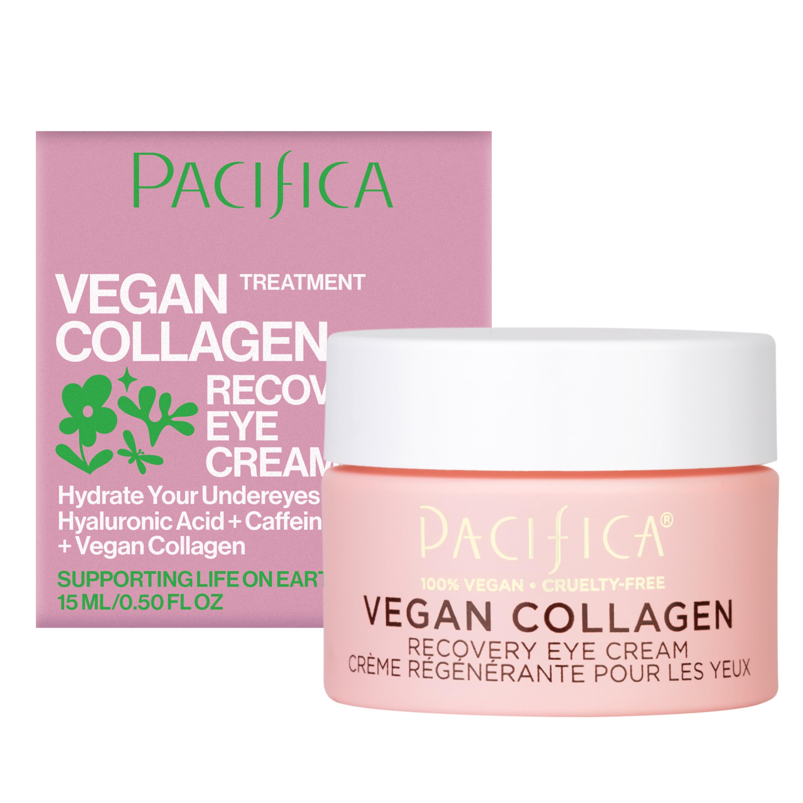 PACIFICA Vegan Collagen Recovery Eye Cream for Women 0.5 oz Cream,WHITE