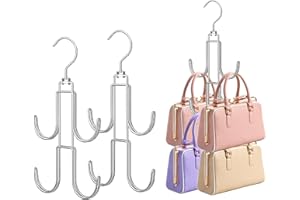 Baoswi 3 Pack Purse Organizer for Closet, 2-Tier Hanging Bag Holder, Silver Metal Closet Organization Purse Hanger Backpack Rack Space Saving Hanger