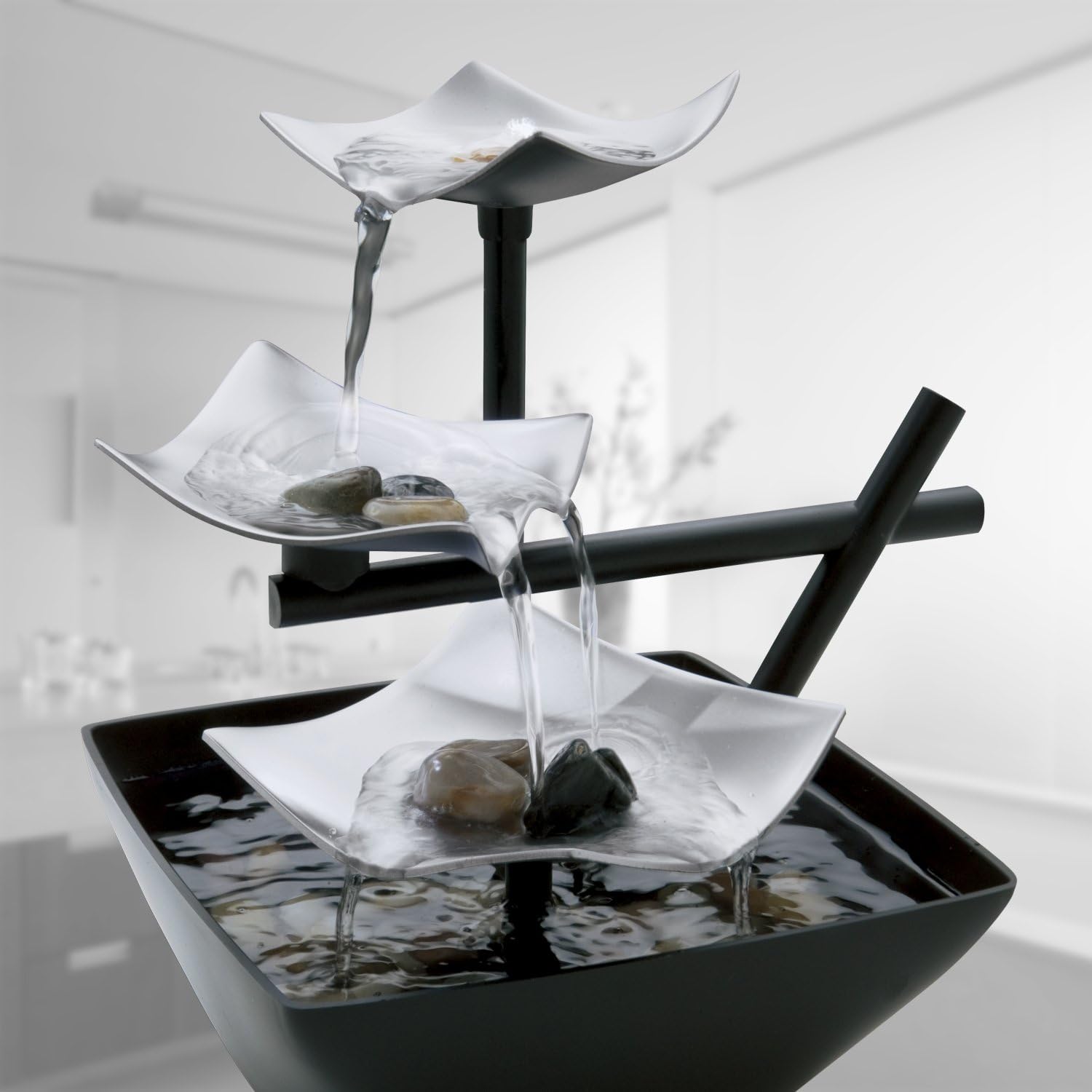 HoMedics Silver Springs Indoor Relaxation Fountain, Illuminated Waterfall, Automatic Pump: Health & Personal Care