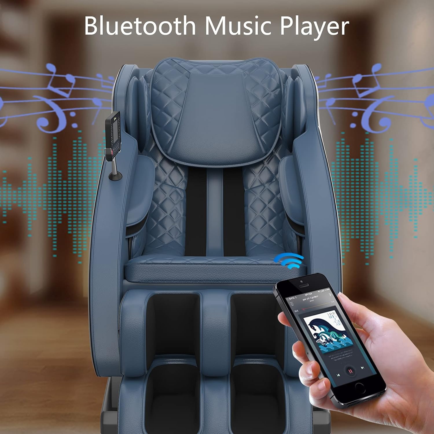 Real Relax 2020 Massage Chair, Thai Yoga Stretch 3D SL-Track Zero Gravity, Full Body Shiatsu Massage Chair with Tap, Bluetooth Heating and Foot Roller Massager (Blue): Furniture & Decor