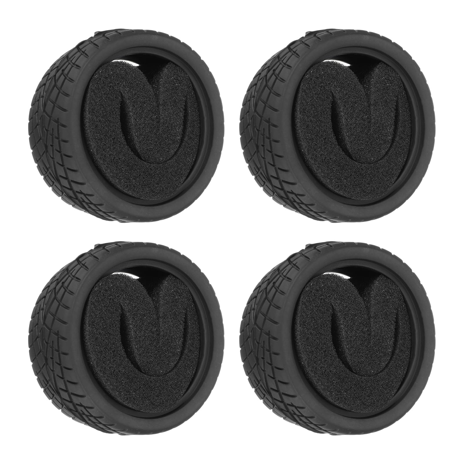 sourcing map 4pcs Soft Rubber RC Car Tires for 1/10 Scale Touring On-Road Racing - 62mm x 26mm Performance Tyre, Black
