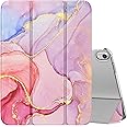 MoKo for iPad 10th Generation Case 2022, Slim Stand Hard PC Translucent Back Shell Smart Cover Case for iPad 10th Gen 10.9 inch 2022, Support Touch ID, Auto Wake/Sleep,Light Pink Gold Marble