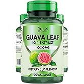 BLIVA Guava Leaf Extract Capsules – 1000 mg – 10:1 Extract Guava Leaves Supplement – 90 Vegetarian Capsules