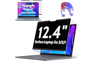 Peslv Magnetic Privacy Screen for Surface Laptop Go 3/2/1 12.4 Inch, Removable Anti Blue Light Glare Filter, Black Security Private Apy Block Protector